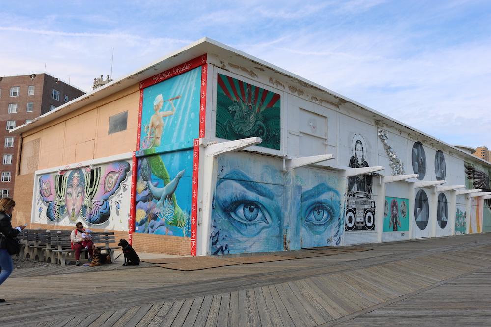 Building covered with murals on the Asbury Park Boardwalk